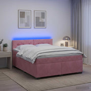 Krevet s box springom, madracem i LED-om Ružičasta 160 x 200 cm
