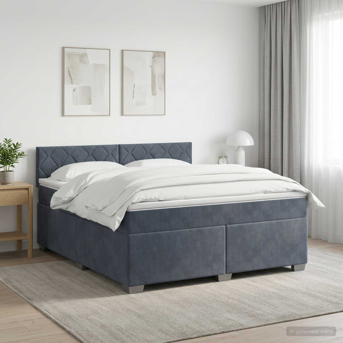 Krevet s box springom, madracem i LED-om Tamnosiva 140 x 200 cm
