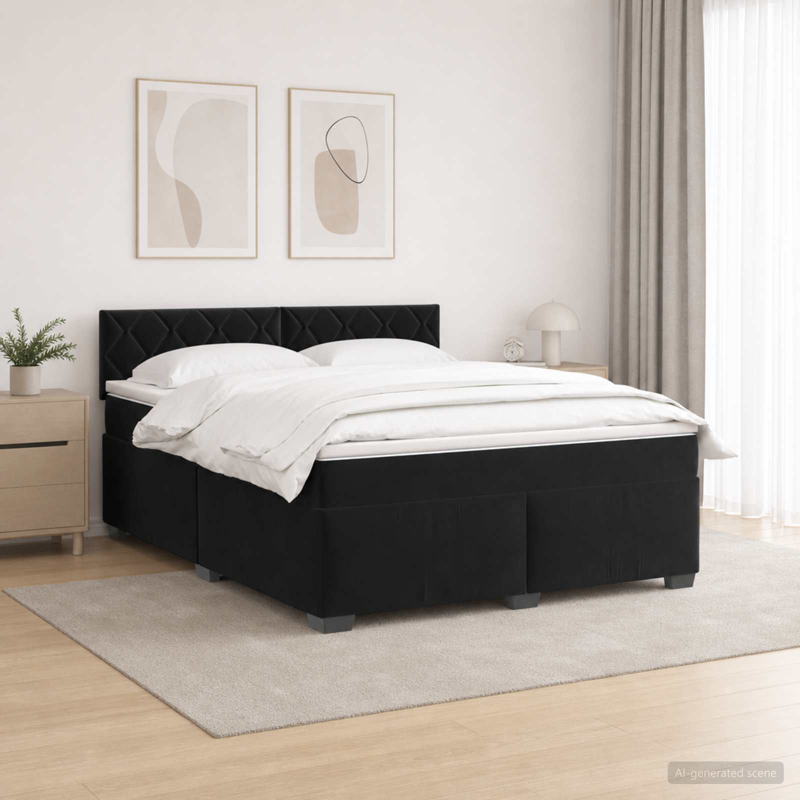 Krevet s box springom, madracem i LED-om Crna 140 x 200 cm