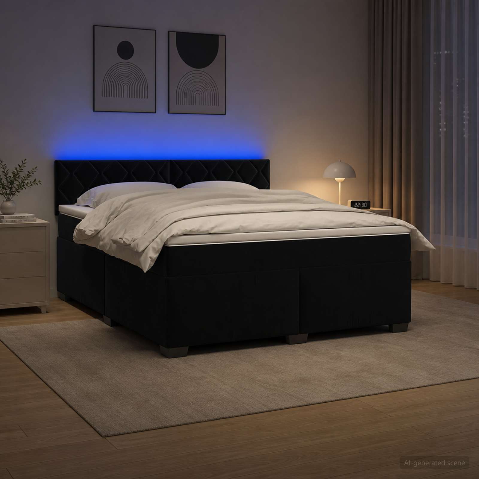 Krevet s box springom, madracem i LED-om Crna 140 x 200 cm