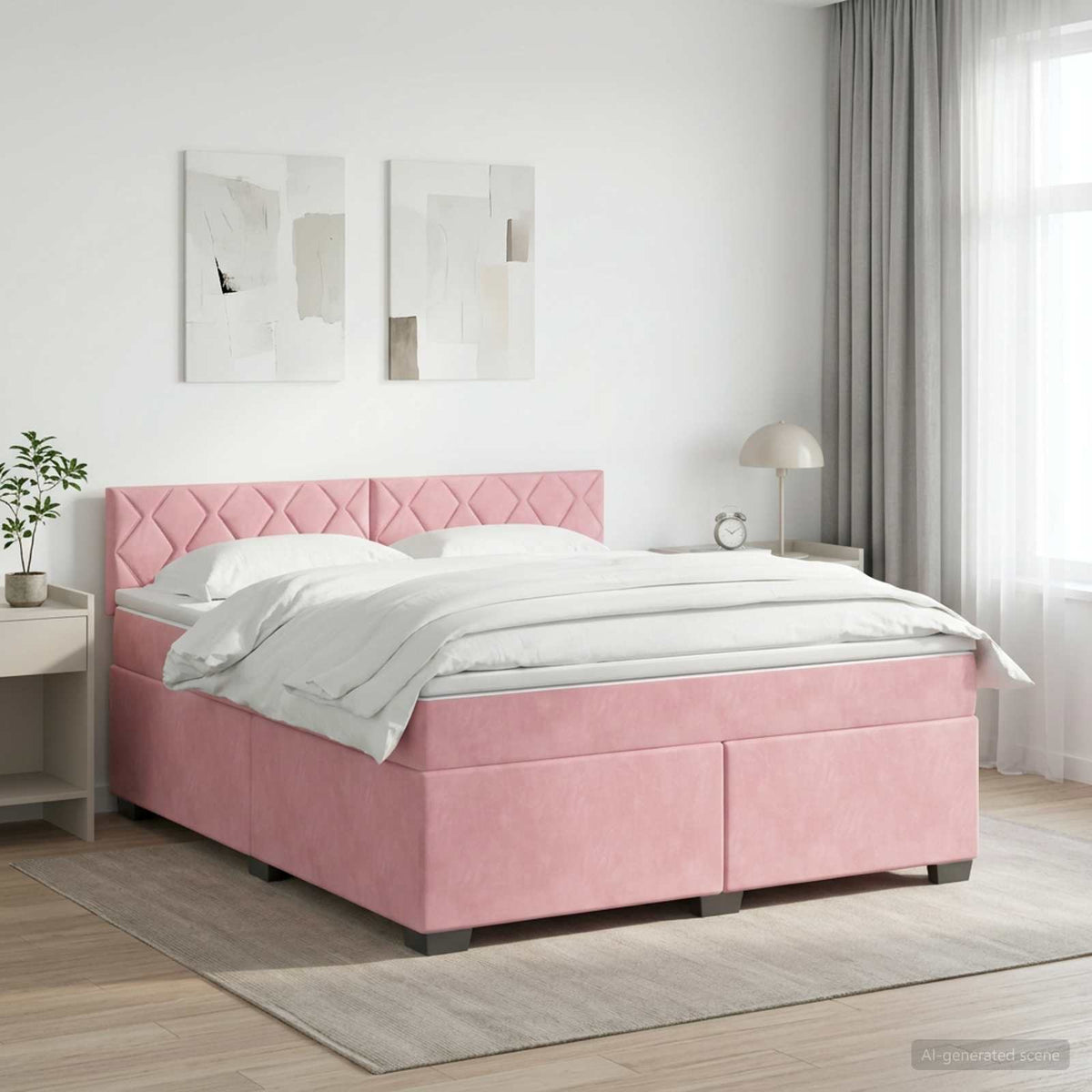 Krevet s box springom, madracem i LED-om Ružičasta 140 x 190 cm