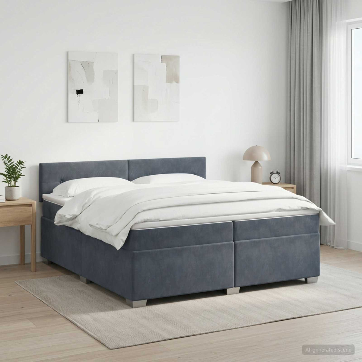 Krevet s box springom, madracem i LED-om Tamnosiva 200 x 200 cm