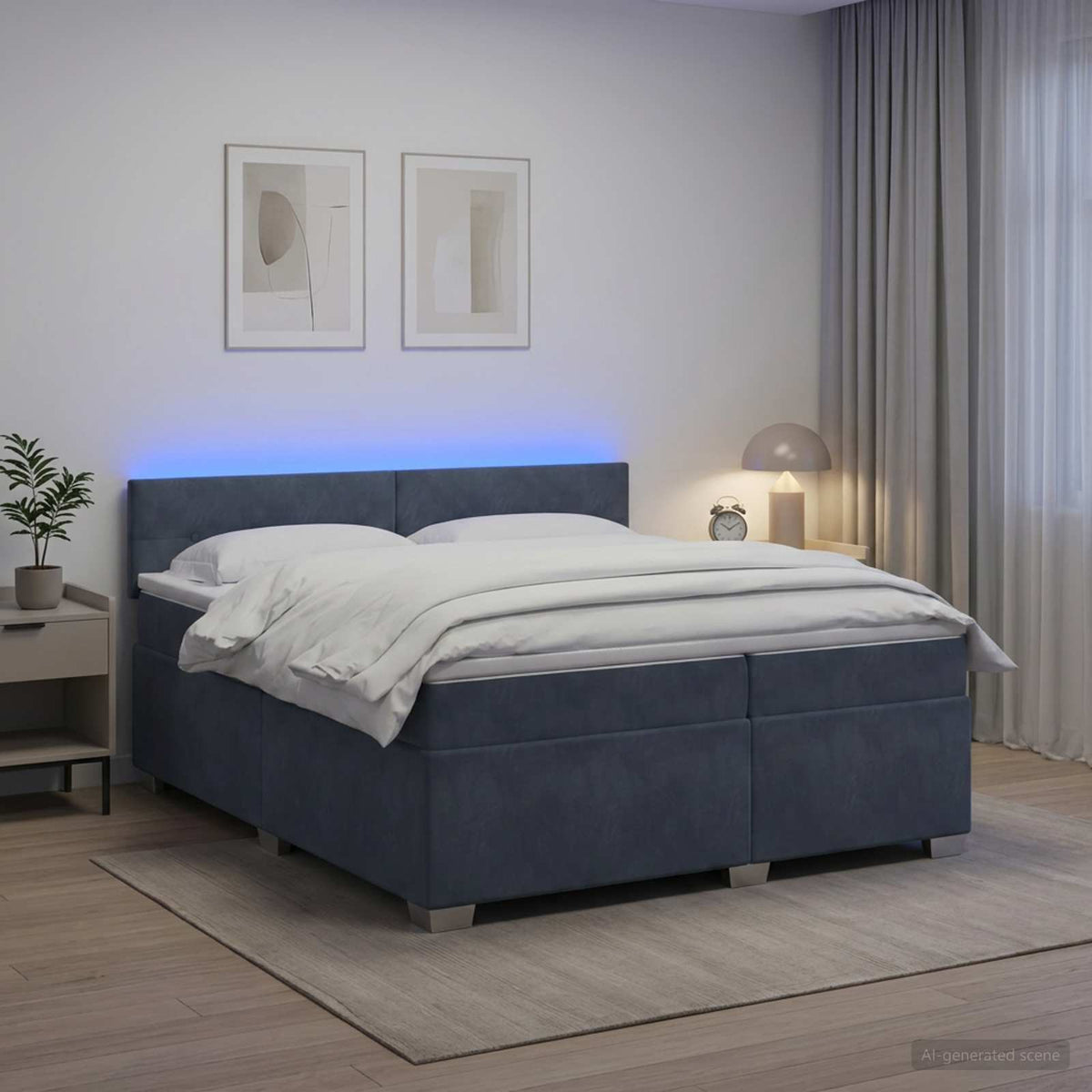 Krevet s box springom, madracem i LED-om Tamnosiva 200 x 200 cm