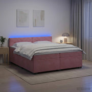 Krevet s box springom, madracem i LED-om Ružičasta 200 x 200 cm
