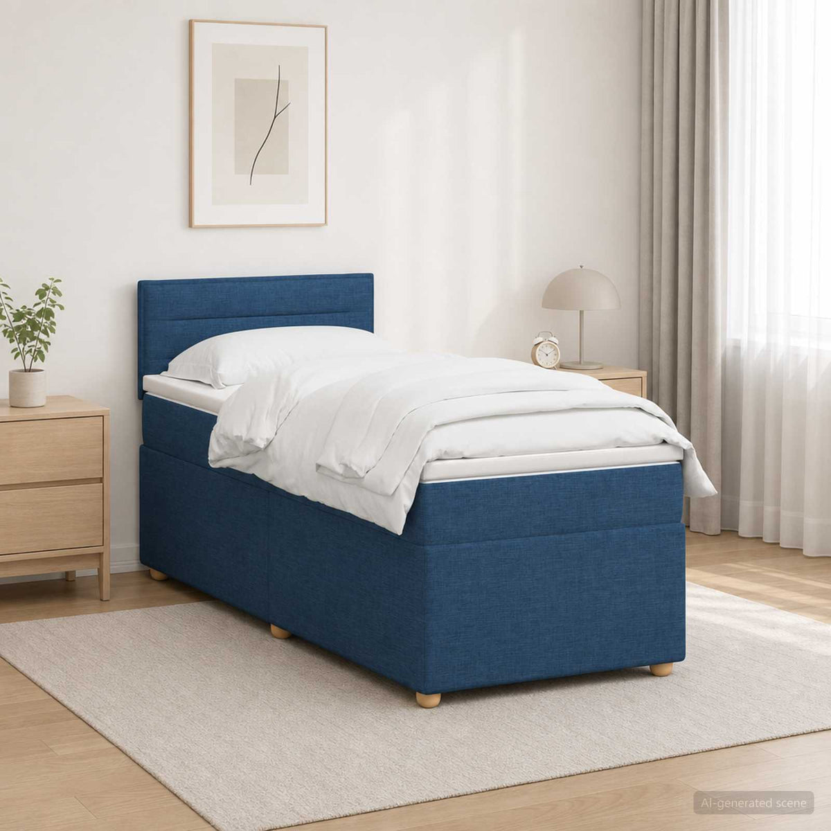 Boxspring krevet s madracem Plava 90 x 200 cm Tkanina
