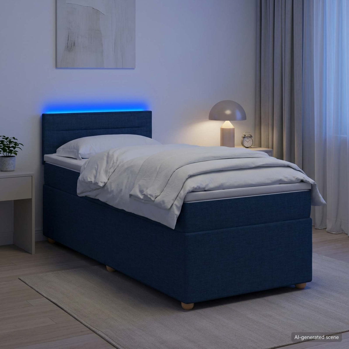 Boxspring krevet s madracem Plava 90 x 190 cm Tkanina