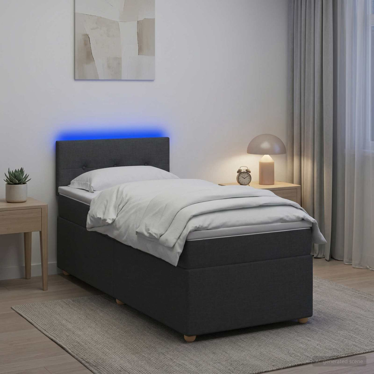 Krevet s box springom, madracem i LED-om Tamnosiva 90 x 190 cm