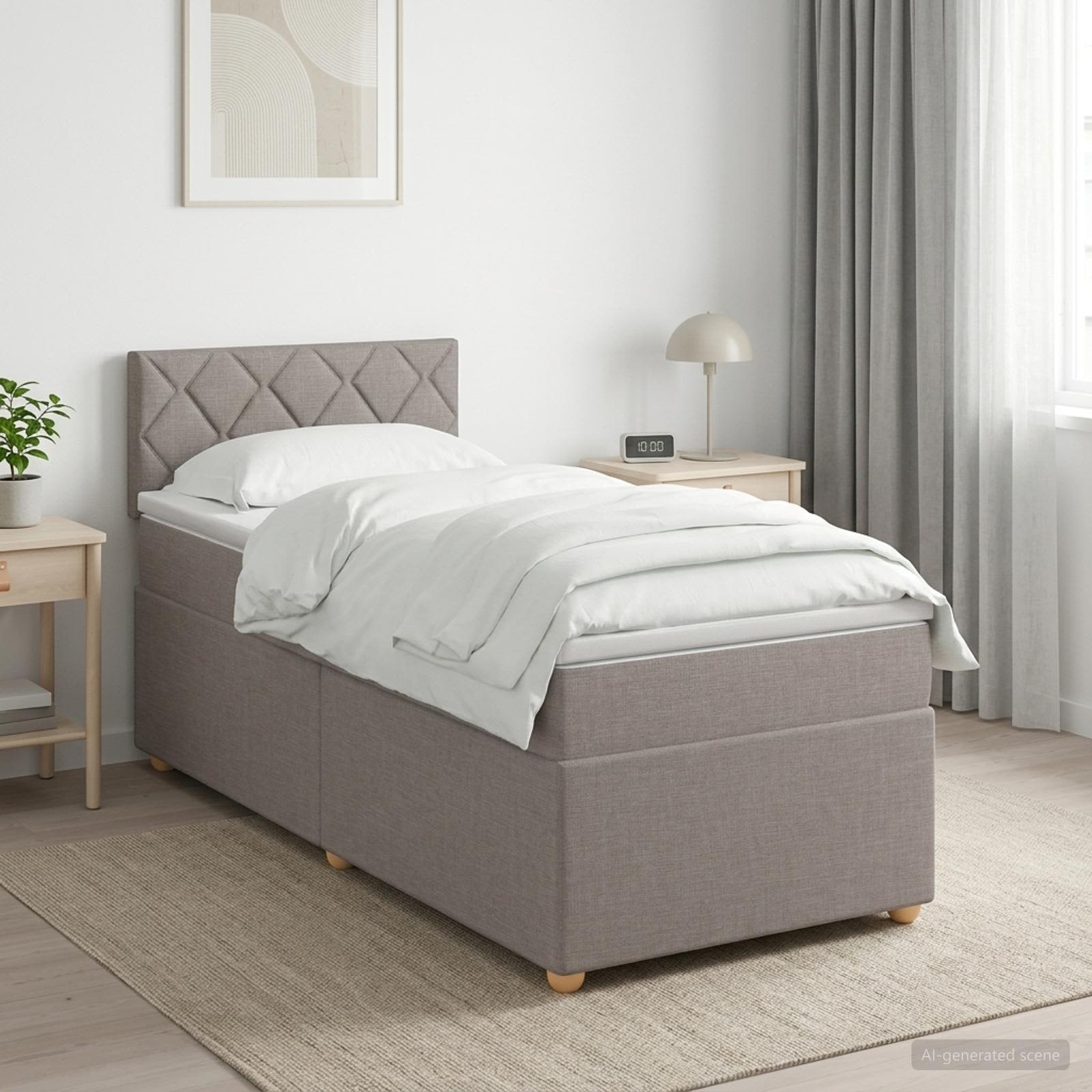 Boxspring krevet s madracem Sivosmeđa 90 x 200 cm Tkanina