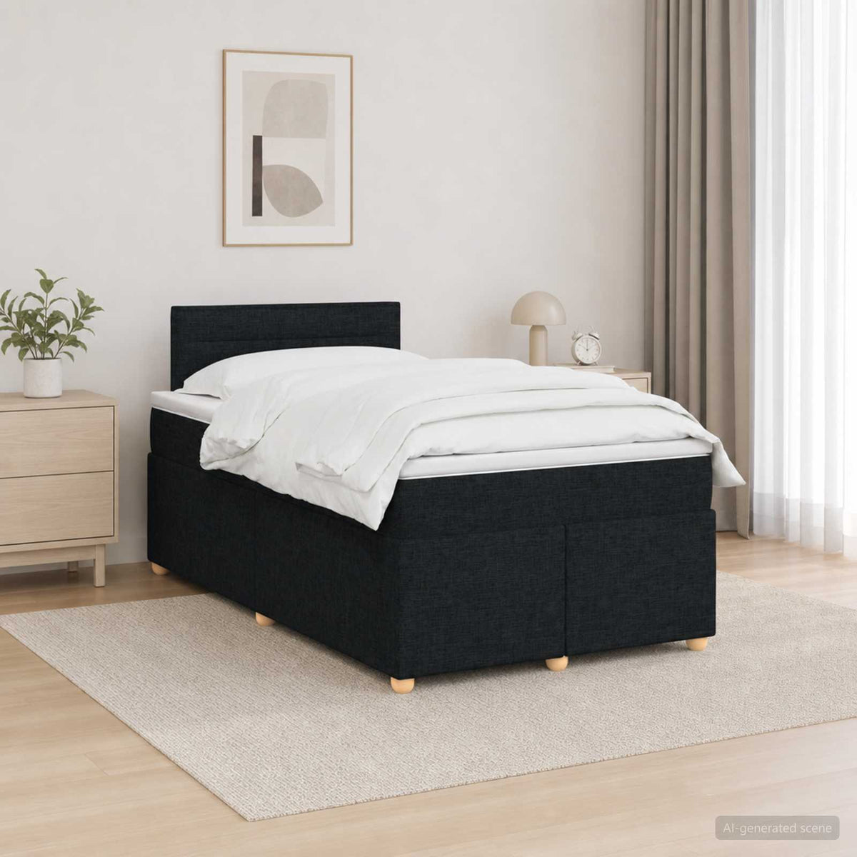 Boxspring krevet s madracem Crna 120 x 190 cm Tkanina
