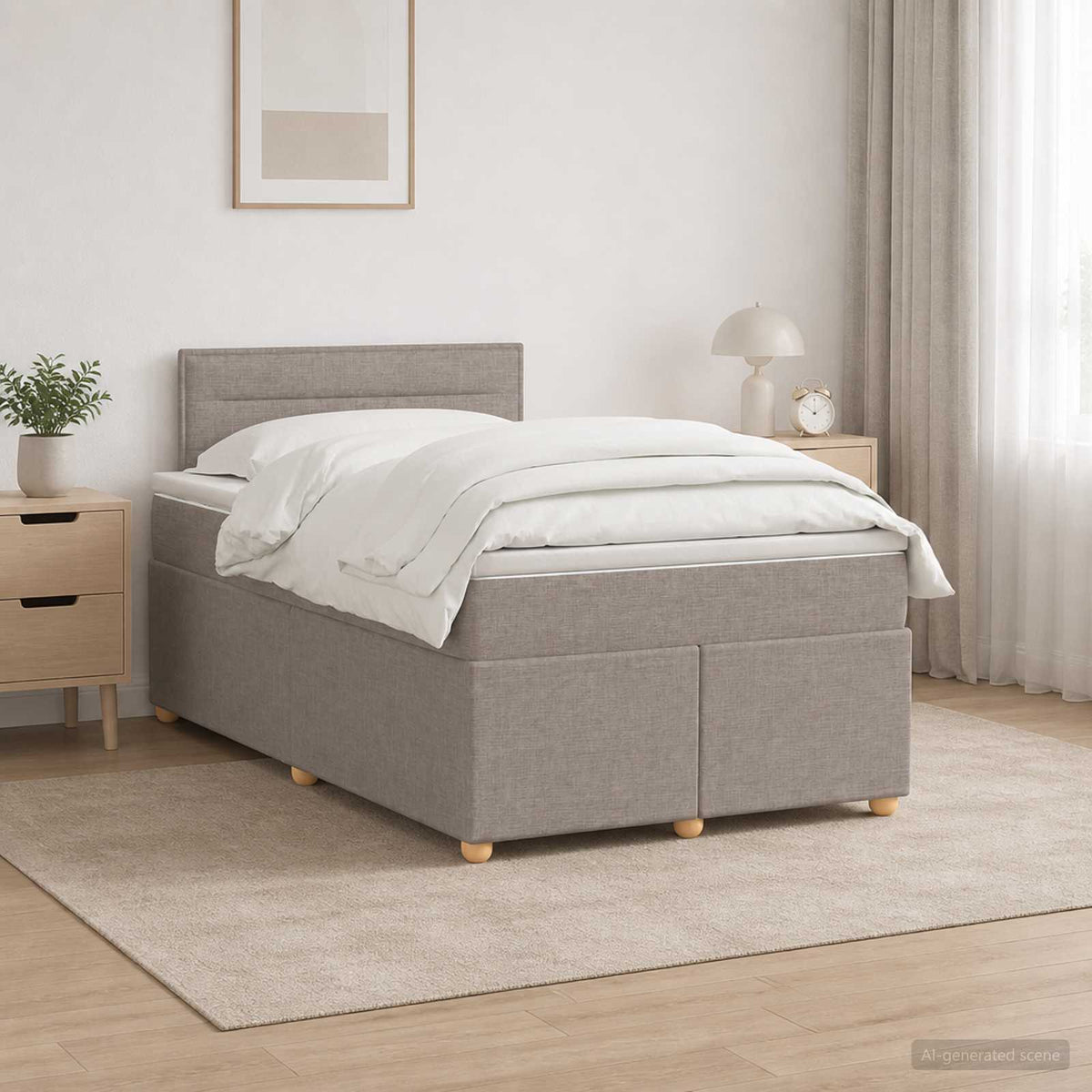 Boxspring krevet s madracem Sivosmeđa 120 x 190 cm Tkanina