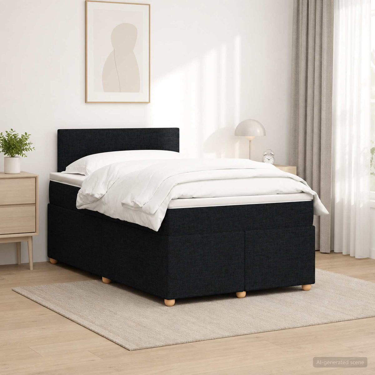 Boxspring krevet s madracem Crna 120 x 190 cm Tkanina
