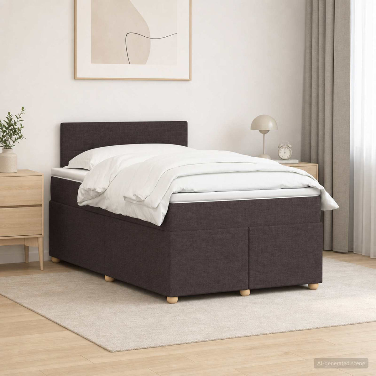 Boxspring krevet s madracem Tamno smeđa 120 x 190 cm Tkanina