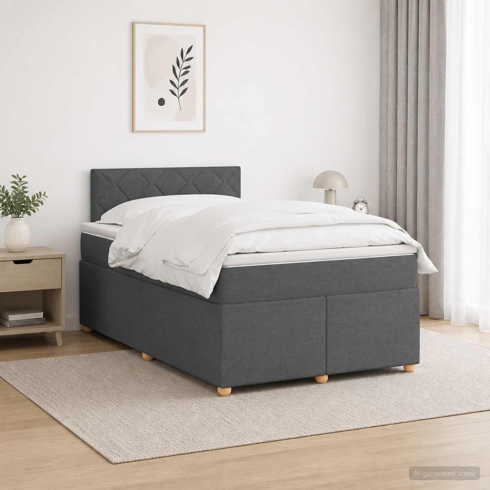 Boxspring krevet s madracem Tamnosiva 120 x 190 cm Tkanina