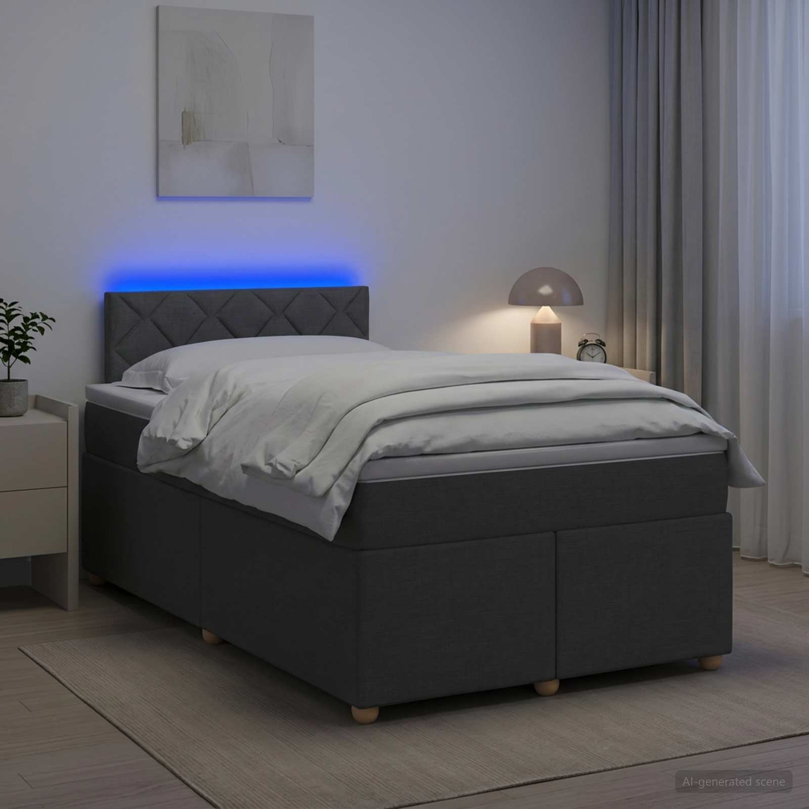 Boxspring krevet s madracem Tamnosiva 120 x 190 cm Tkanina