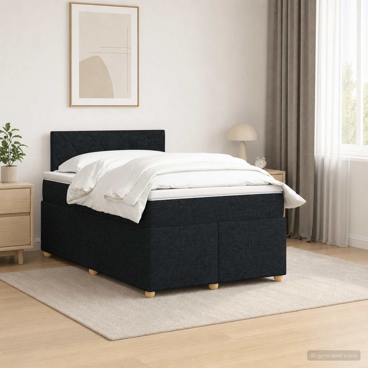 Boxspring krevet s madracem Crna 120 x 190 cm Tkanina