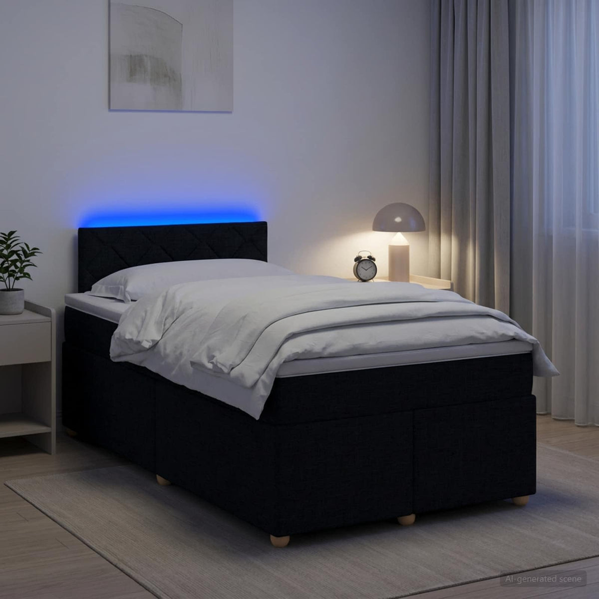 Boxspring krevet s madracem Crna 120 x 190 cm Tkanina