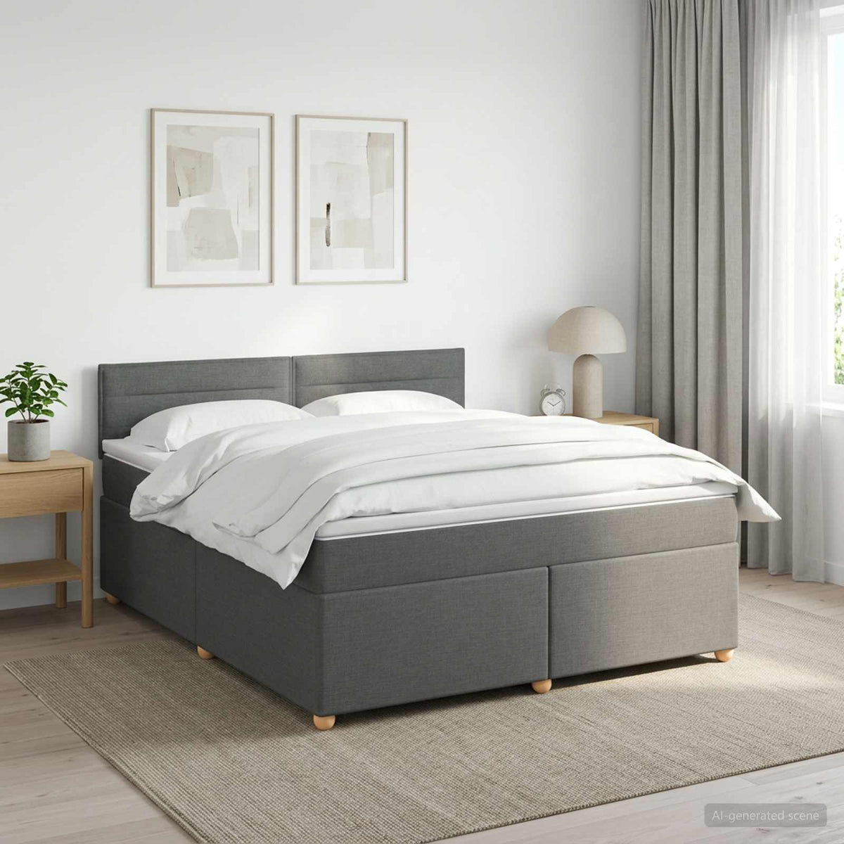 Boxspring krevet s madracem Tamnosiva 160 x 200 cm Tkanina 160 x 200 x 100.5 cm