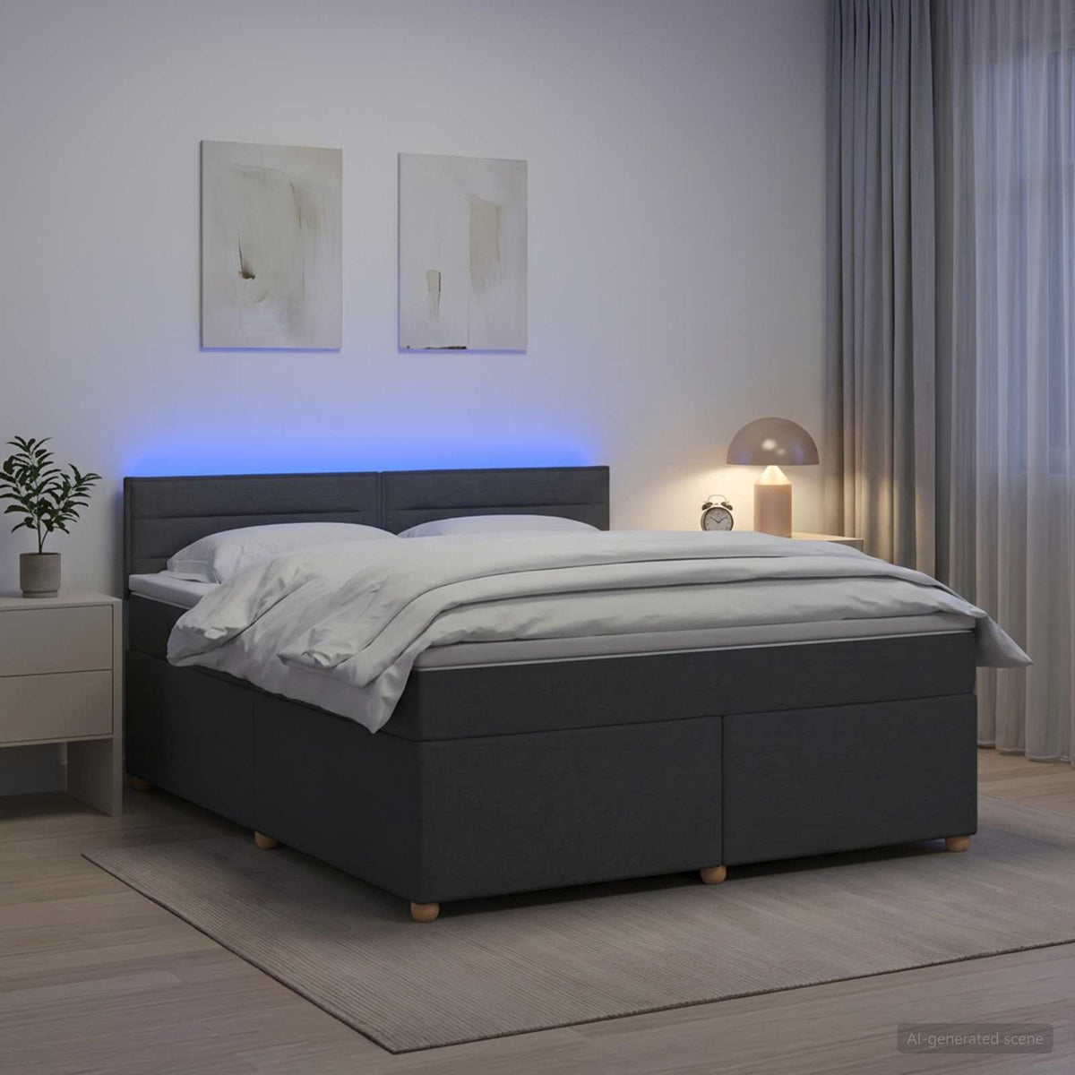 Boxspring krevet s madracem Tamnosiva 160 x 200 cm Tkanina 160 x 200 x 100.5 cm