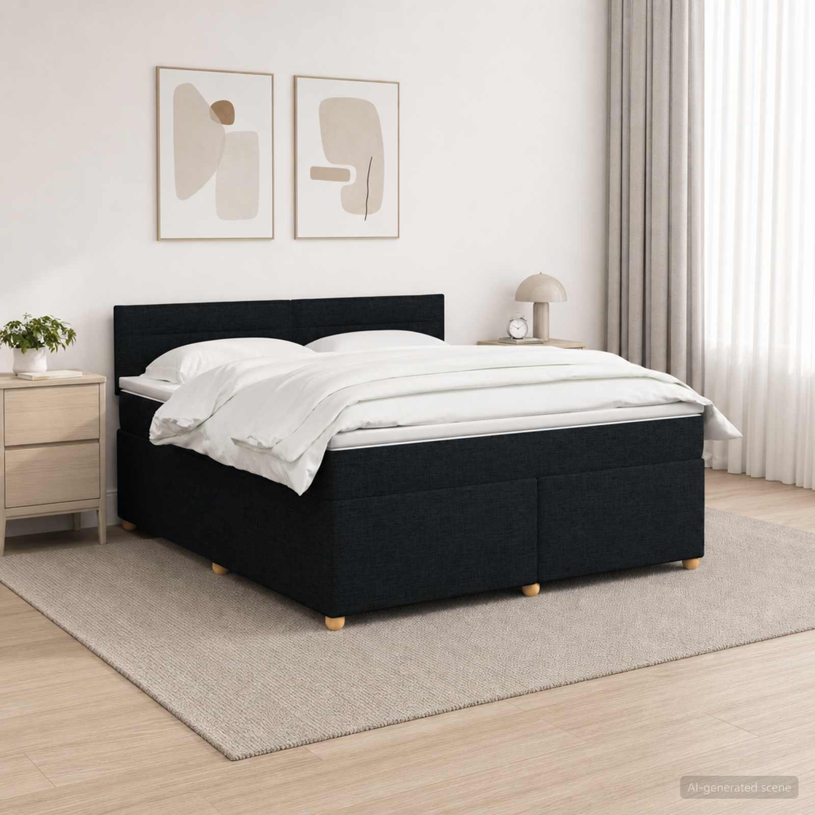 Boxspring krevet s madracem Crna 140 x 200 cm Tkanina
