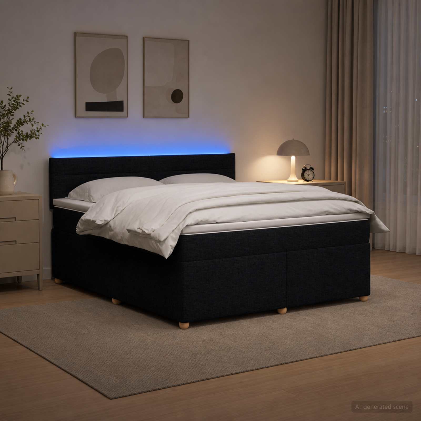 Boxspring krevet s madracem Crna 140 x 200 cm Tkanina