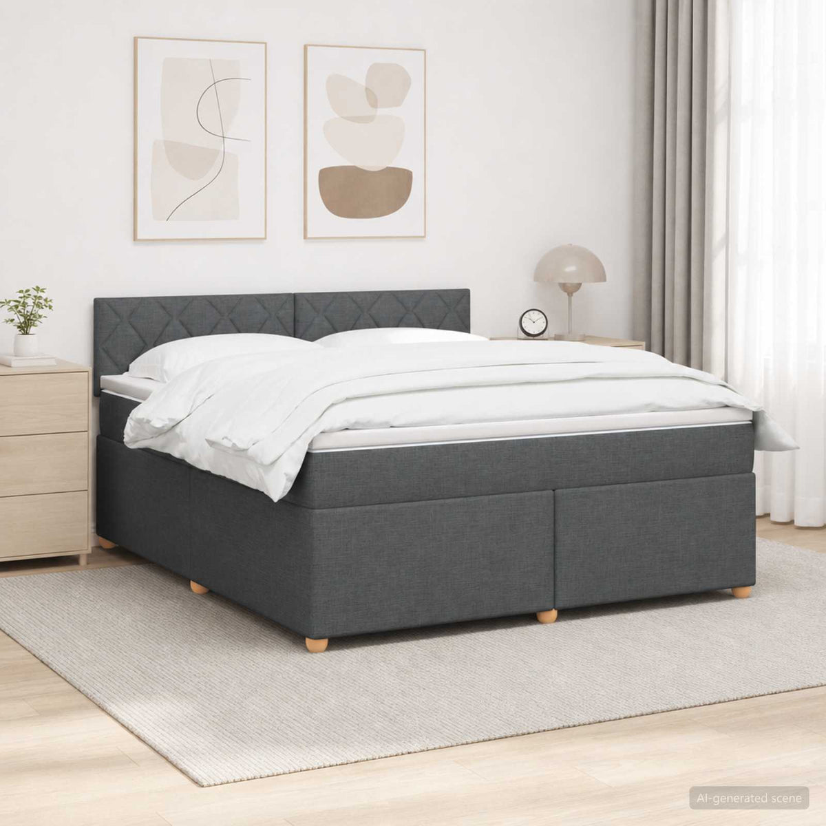 Boxspring krevet s madracem Tamnosiva 180 x 200 cm Tkanina 180 x 200 x 100.5 cm
