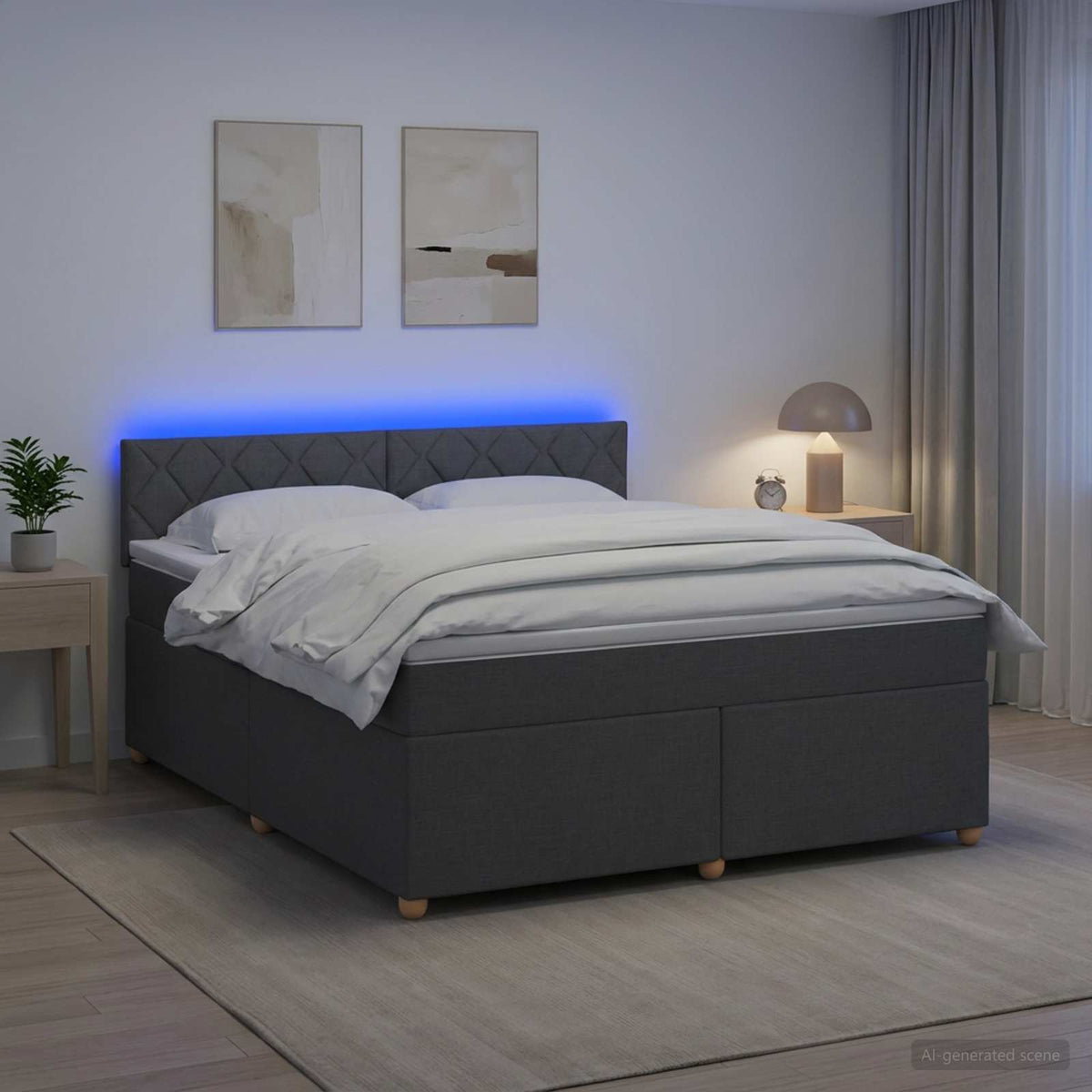 Boxspring krevet s madracem Tamnosiva 140 x 190 cm Tkanina 144 x 190 x 100.5 cm