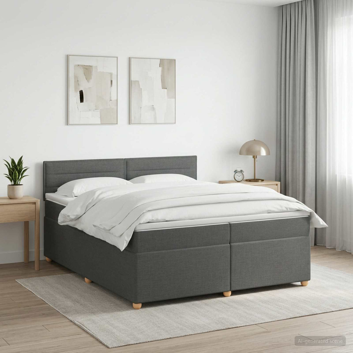 Boxspring krevet s madracem Tamnosiva 200 x 200 cm Tkanina