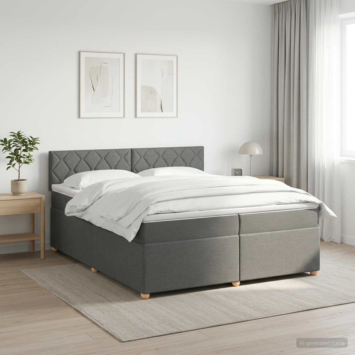 Boxspring krevet s madracem Tamnosiva 200 x 200 cm Tkanina