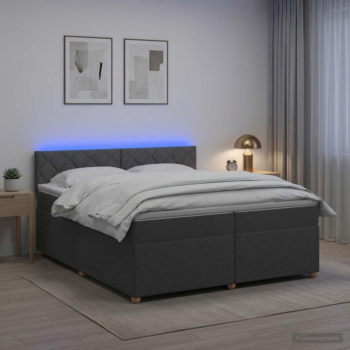 Boxspring krevet s madracem Tamnosiva 200 x 200 cm Tkanina