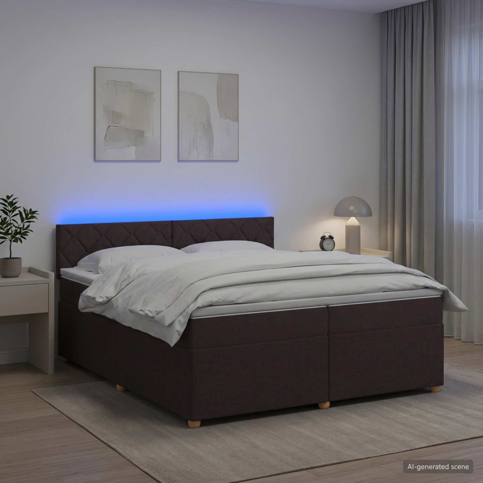 Boxspring krevet s madracem Tamno smeđa 200 x 200 cm Tkanina