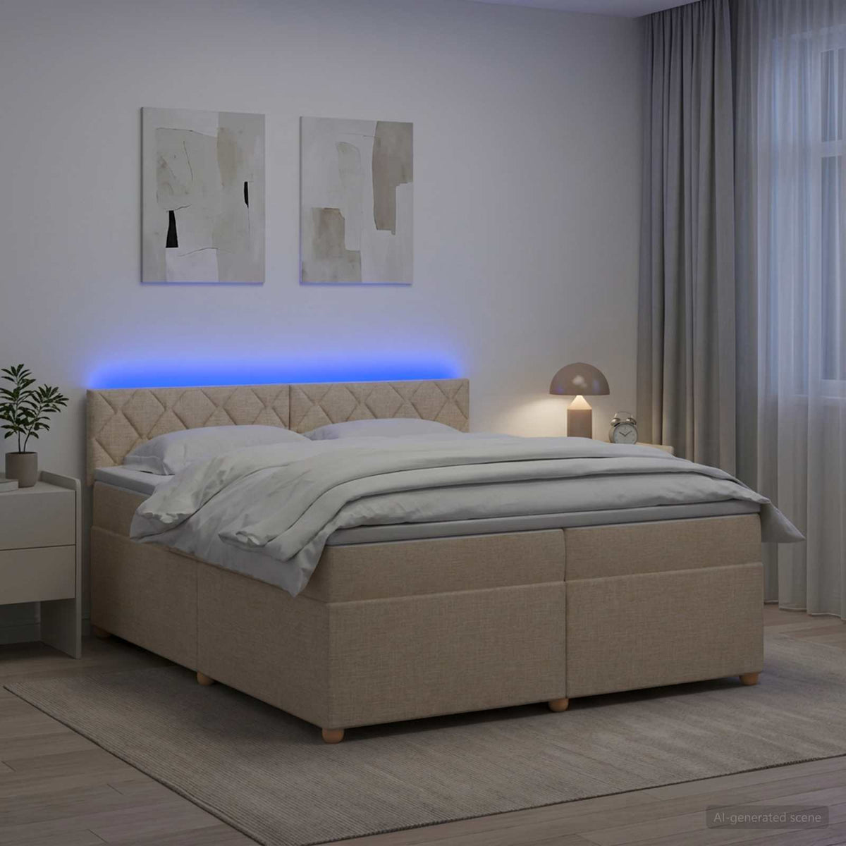 Boxspring krevet s madracem Krem 200 x 200 cm Tkanina