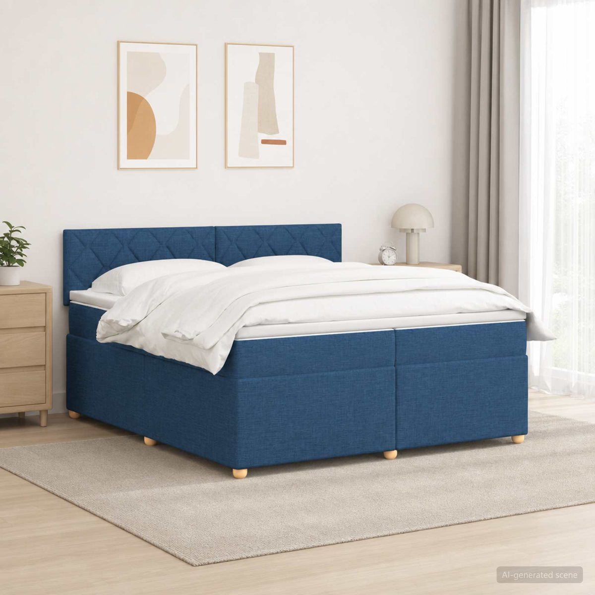 Boxspring krevet s madracem Plava 200 x 200 cm Tkanina