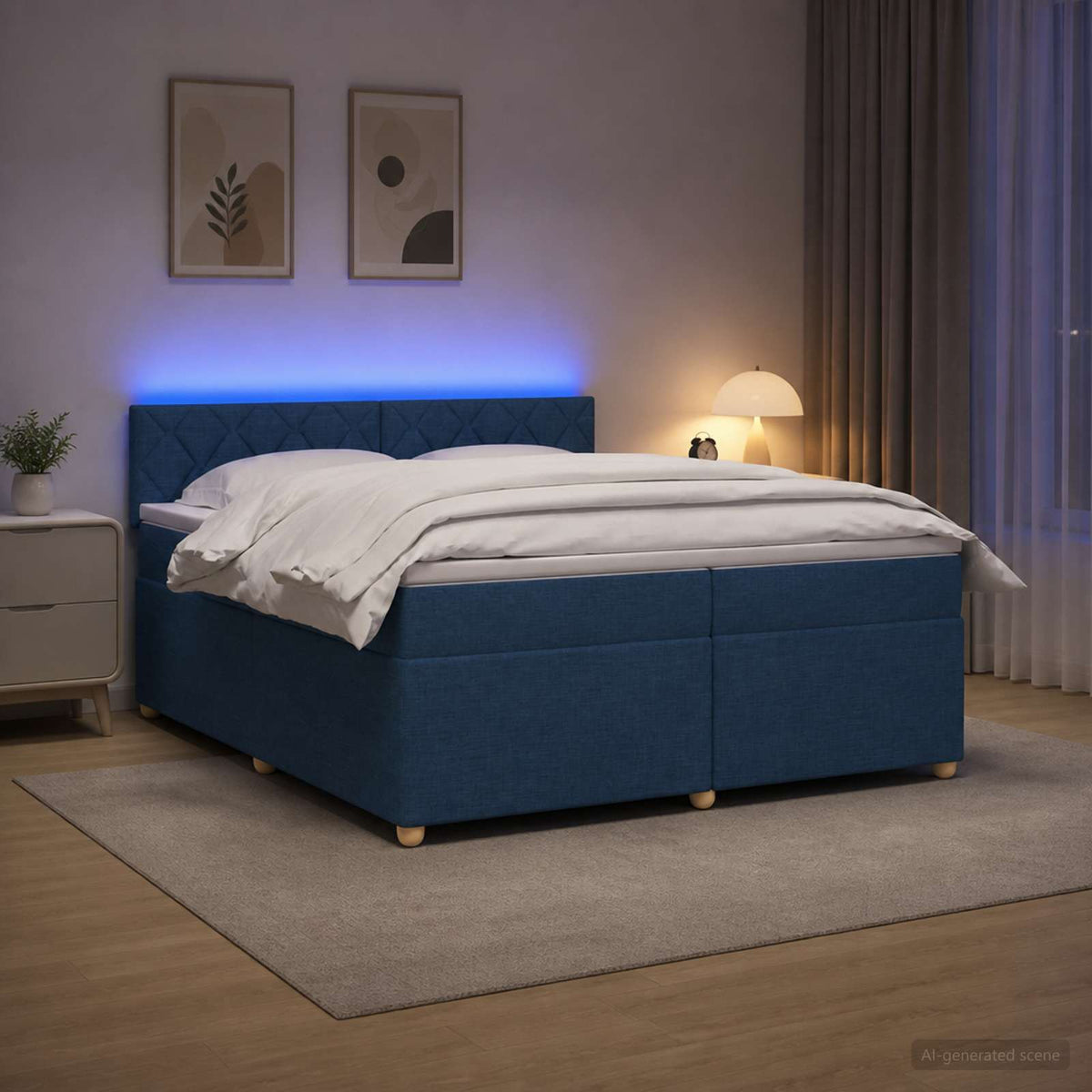 Boxspring krevet s madracem Plava 200 x 200 cm Tkanina