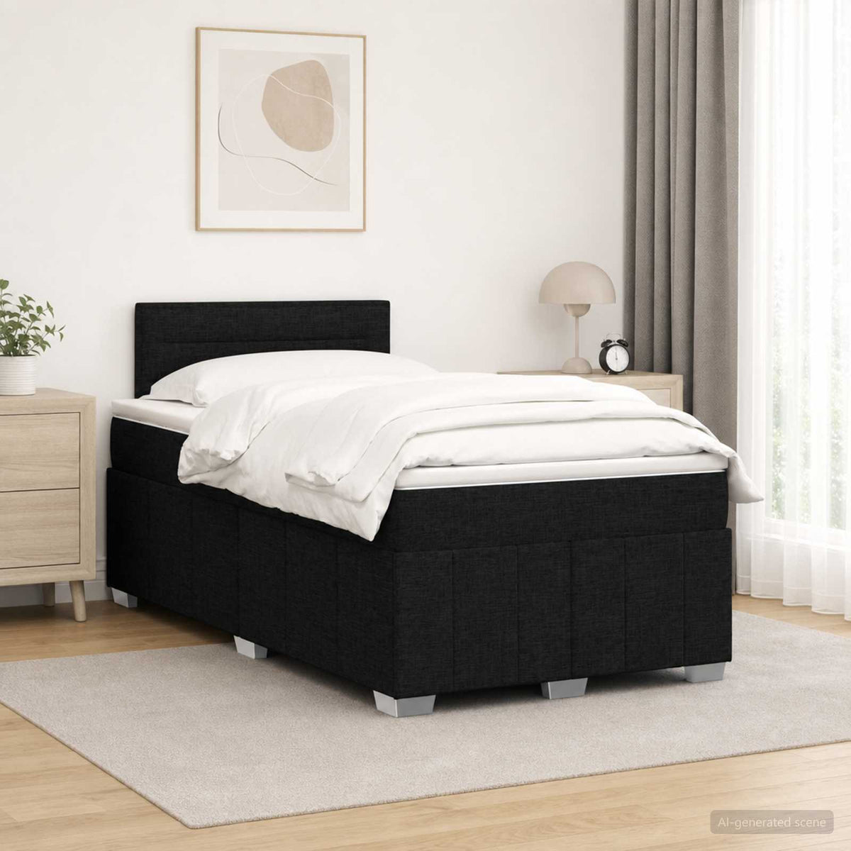 Boxspring krevet s madracem Crna 120 x 190 cm Tkanina