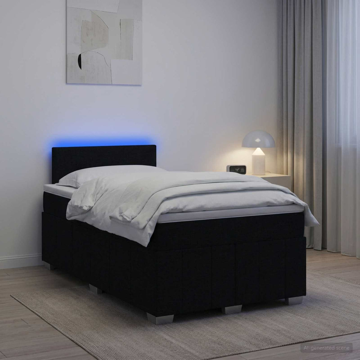 Boxspring krevet s madracem Crna 120 x 190 cm Tkanina