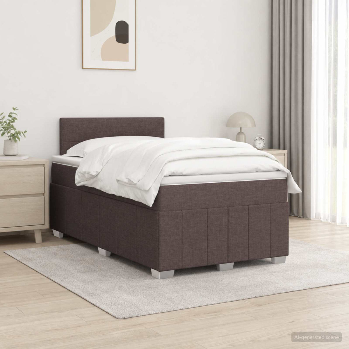 Boxspring krevet s madracem Tamno smeđa 120 x 190 cm Tkanina