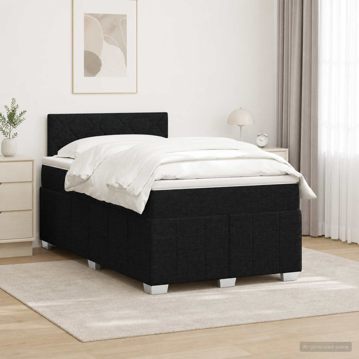 Boxspring krevet s madracem Crna 120 x 190 cm Tkanina