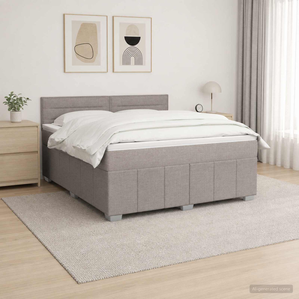 Boxspring krevet s madracem Sivosmeđa 140 x 190 cm Tkanina Smeđesiva 144 x 190 x 100.5 cm