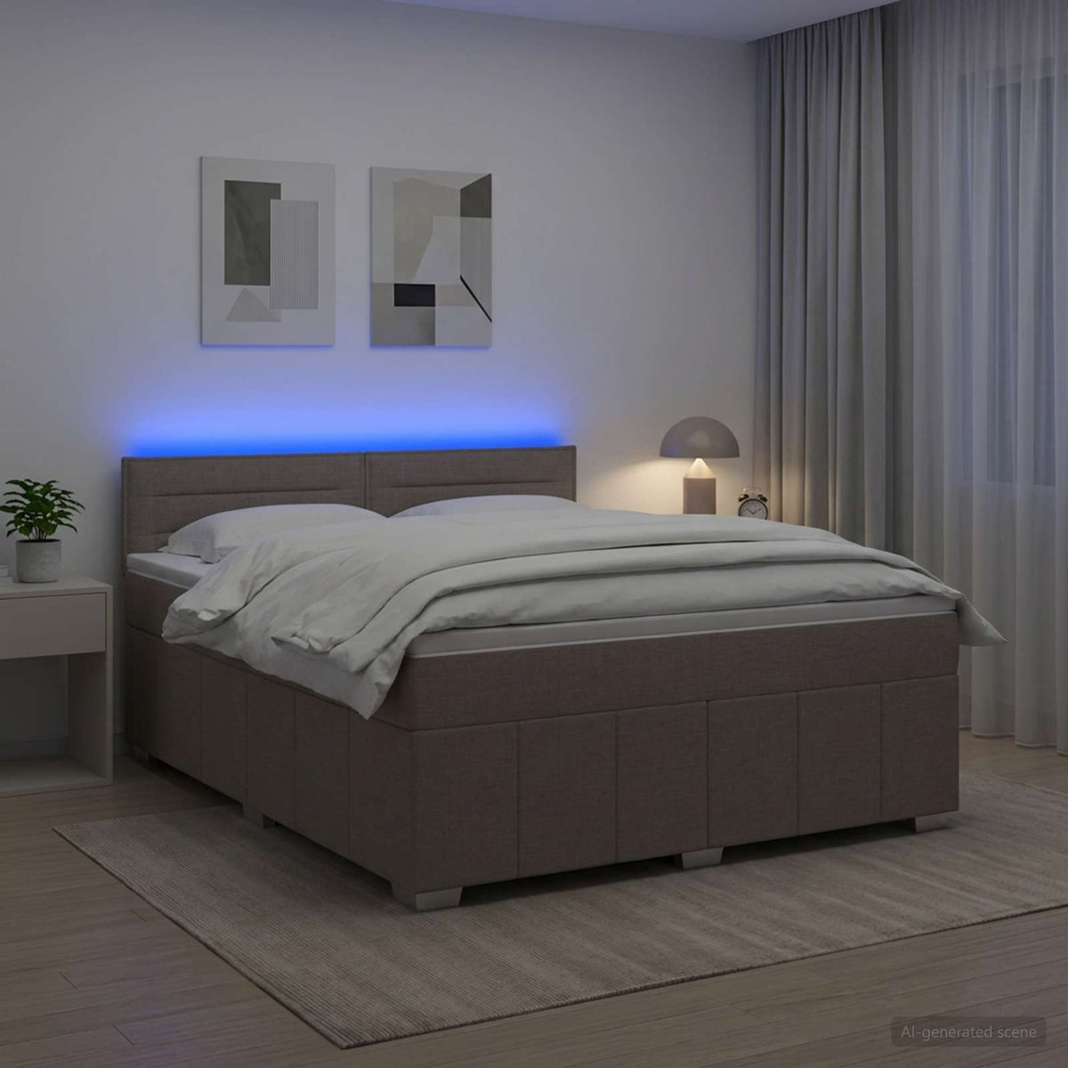 Boxspring krevet s madracem Sivosmeđa 140 x 190 cm Tkanina Smeđesiva 144 x 190 x 100.5 cm