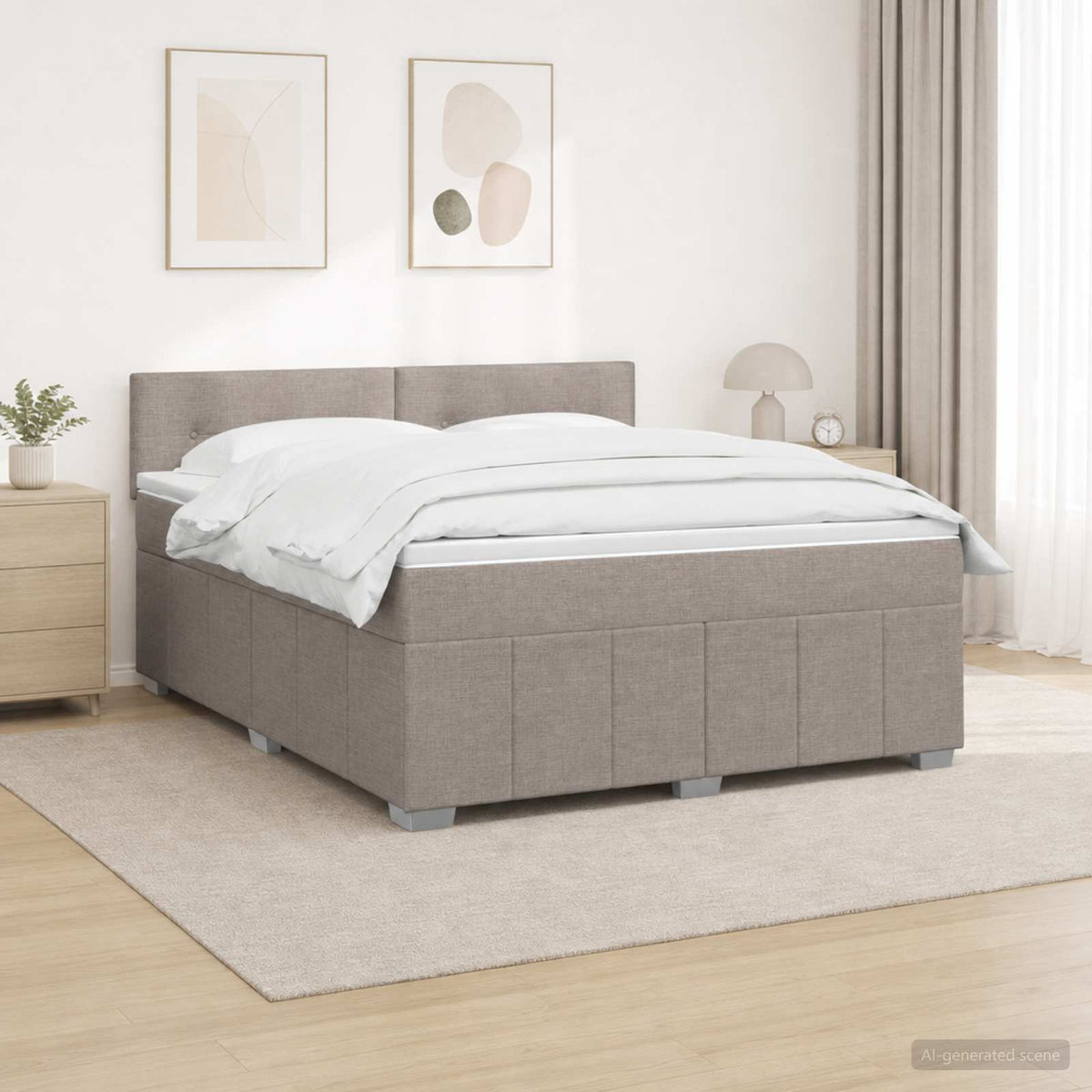 Boxspring krevet s madracem Sivosmeđa 140 x 200 cm Tkanina