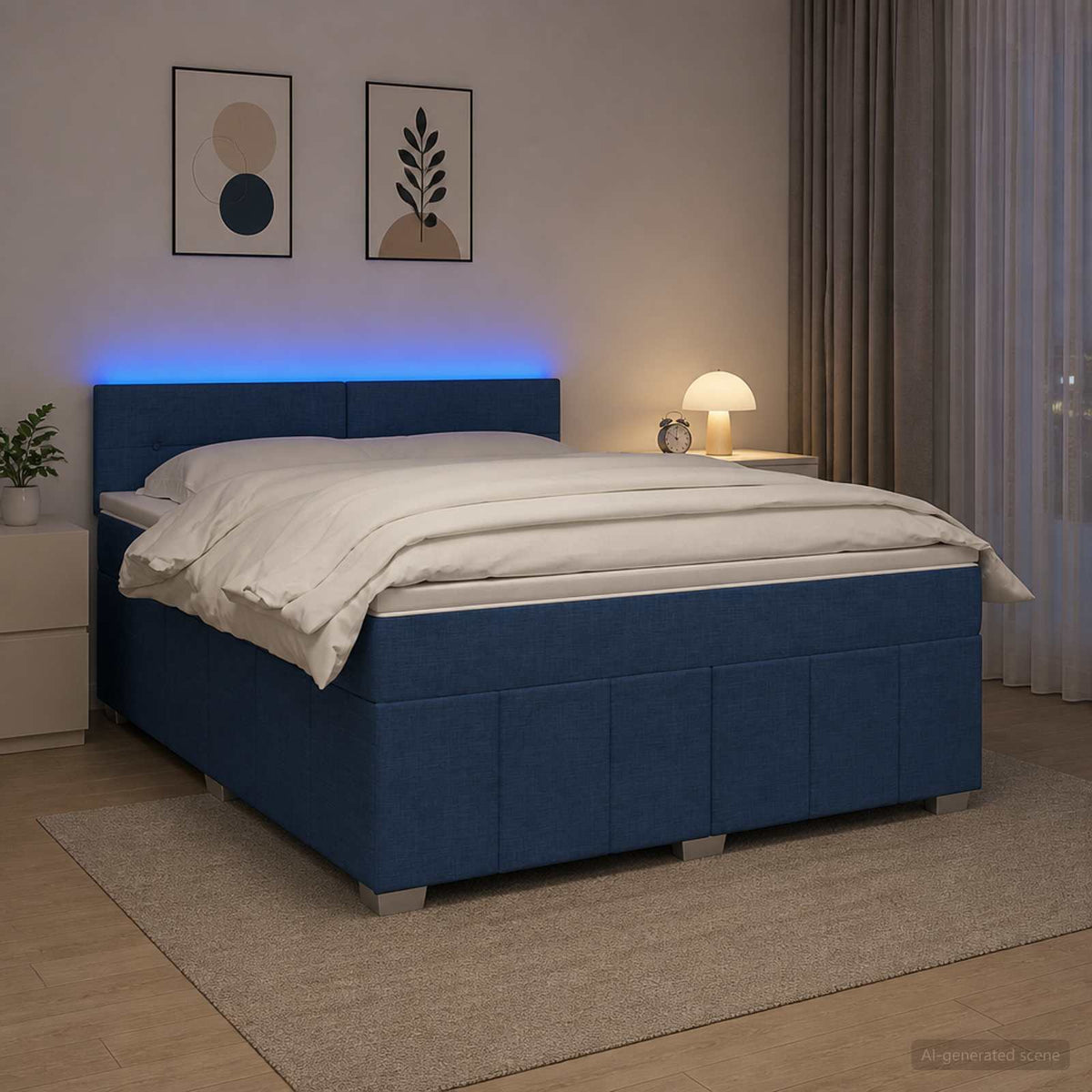 Boxspring krevet s madracem Plava 160 x 200 cm Tkanina