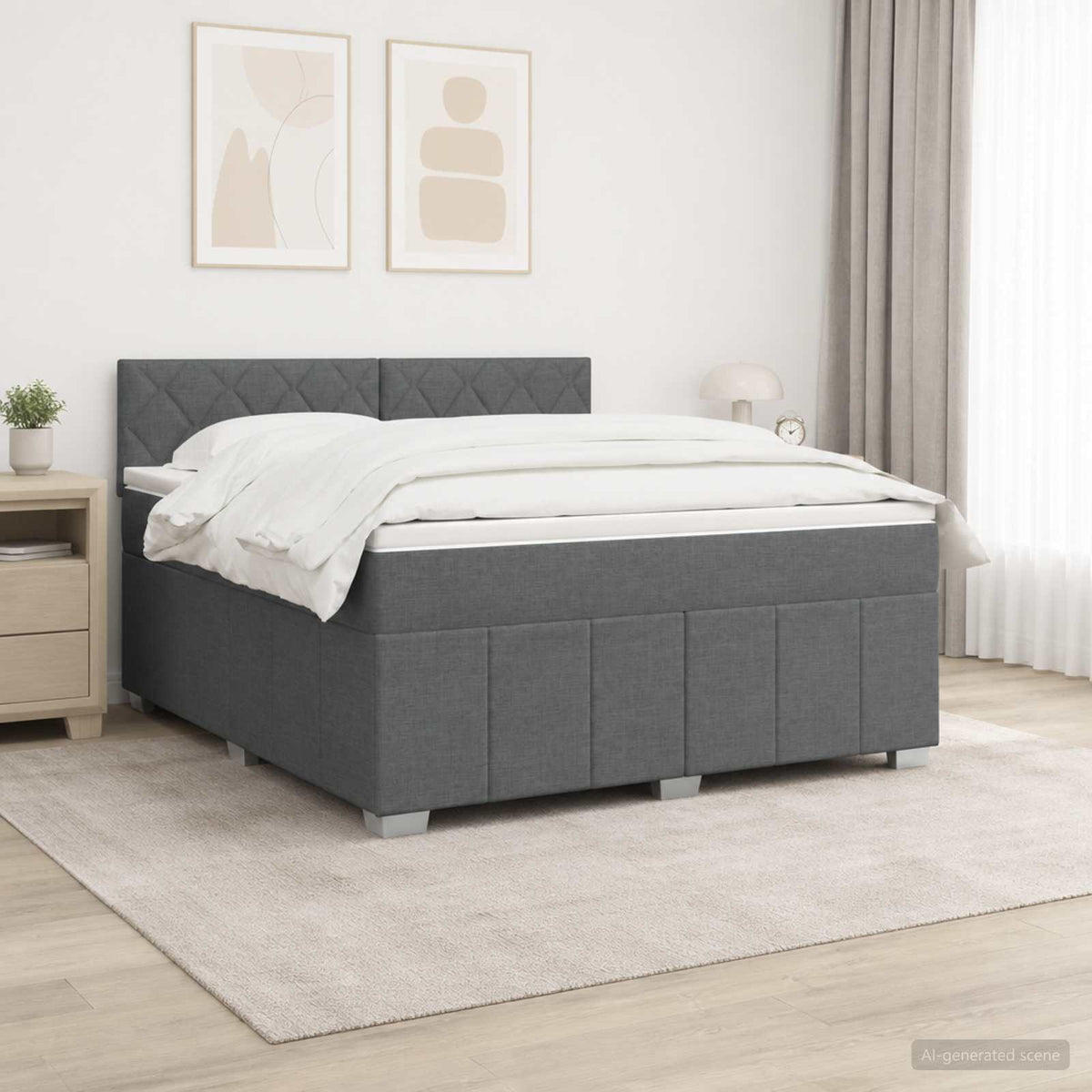Boxspring krevet s madracem Tamnosiva 180 x 200 cm Tkanina