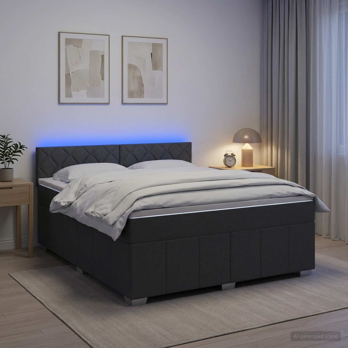 Boxspring krevet s madracem Tamnosiva 180 x 200 cm Tkanina