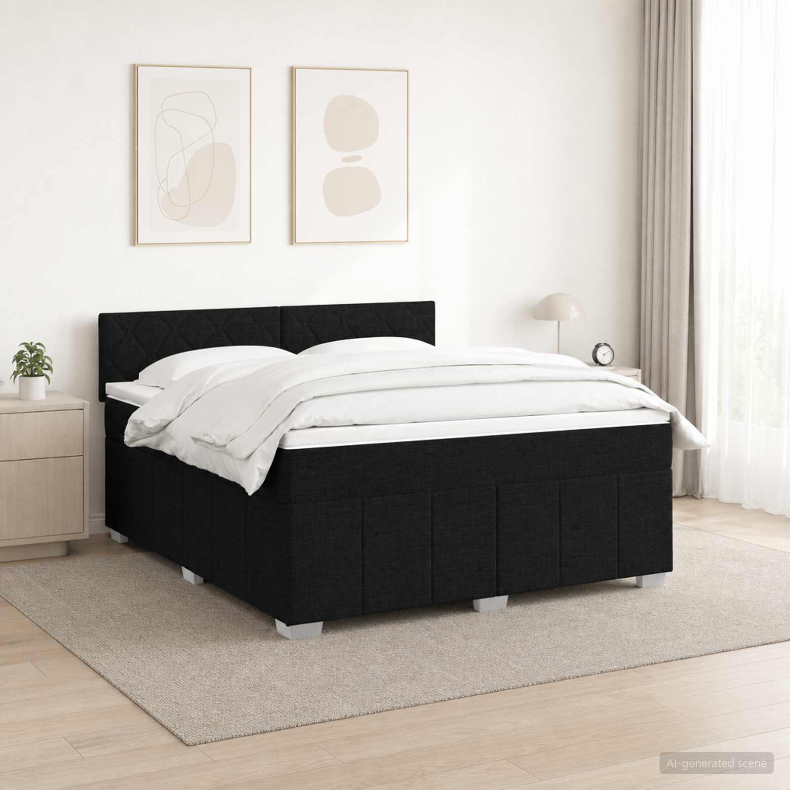Boxspring krevet s madracem Crna 140 x 190 cm Tkanina