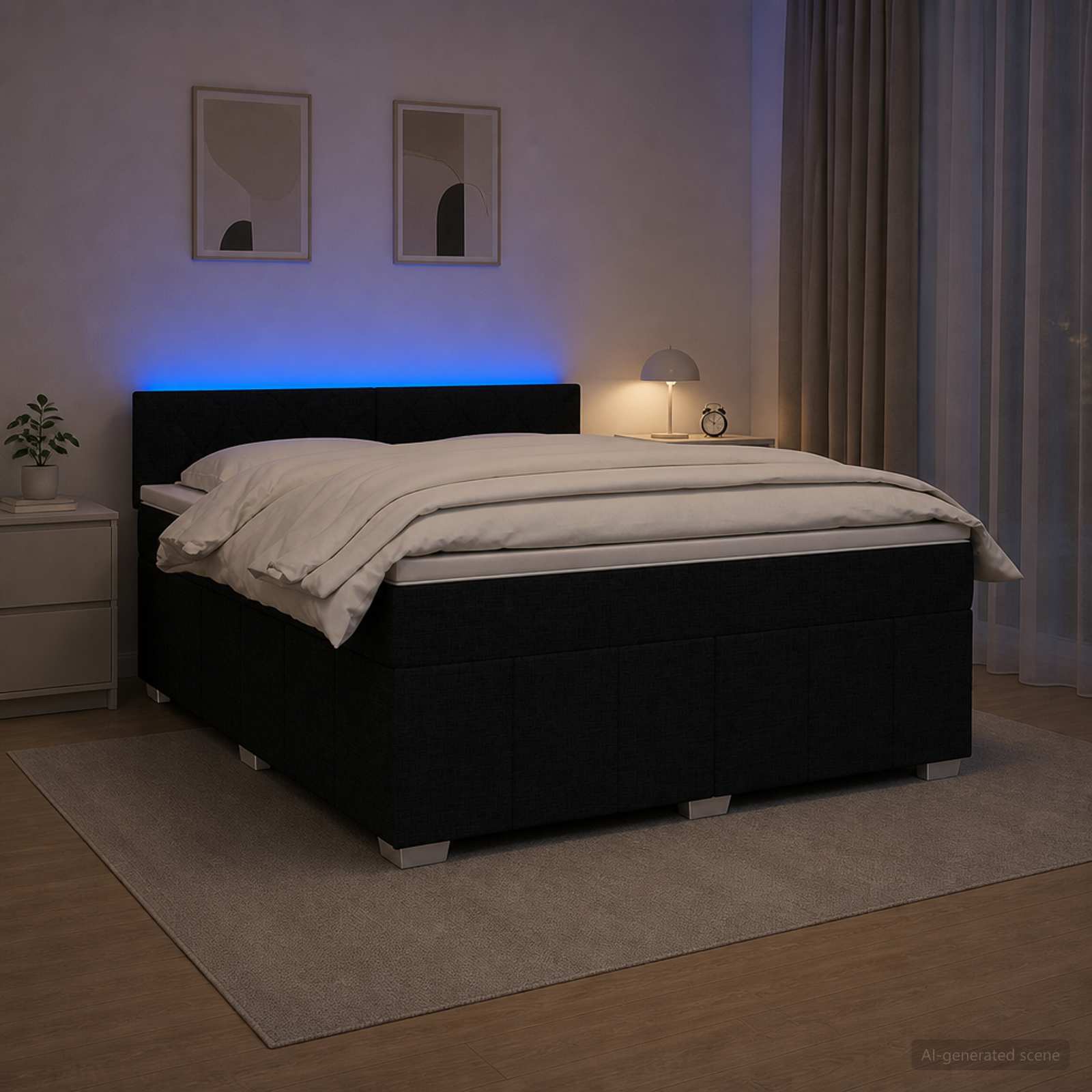 Boxspring krevet s madracem Crna 140 x 190 cm Tkanina