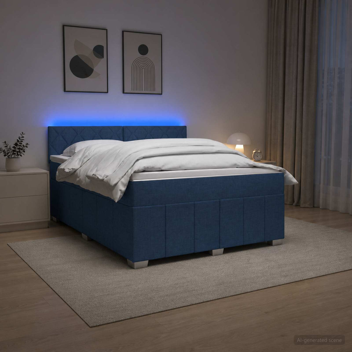 Boxspring krevet s madracem Plava 140 x 200 cm Tkanina