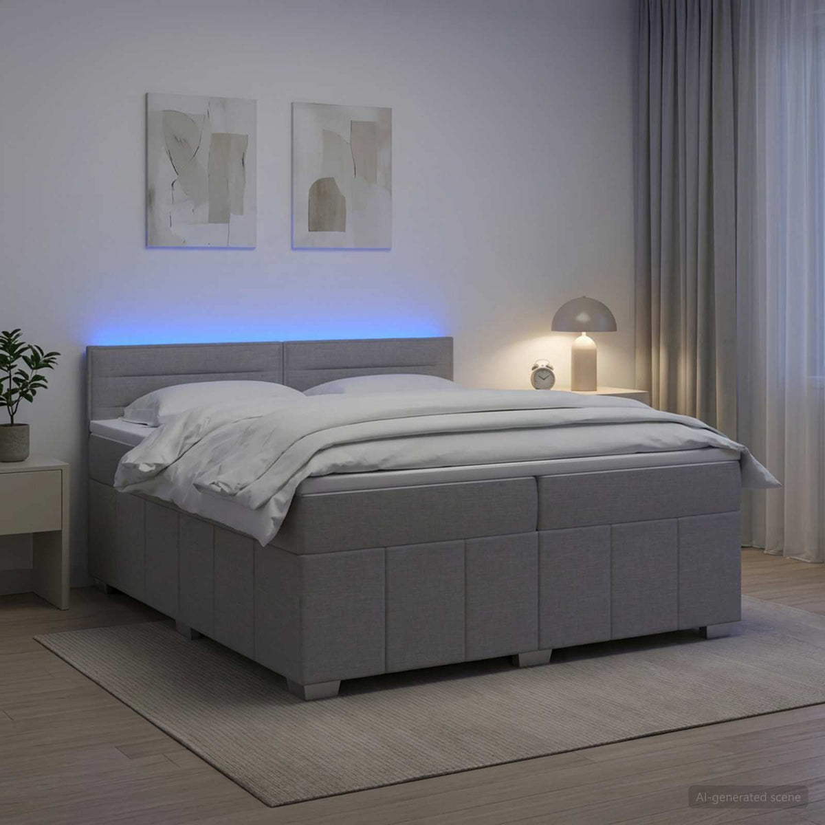 Boxspring krevet s madracem Svjetlosiva 200 x 200 cm Tkanina