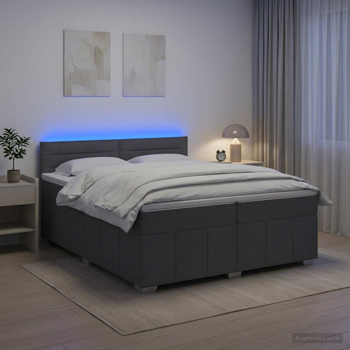 Boxspring krevet s madracem Tamnosiva 200 x 200 cm Tkanina