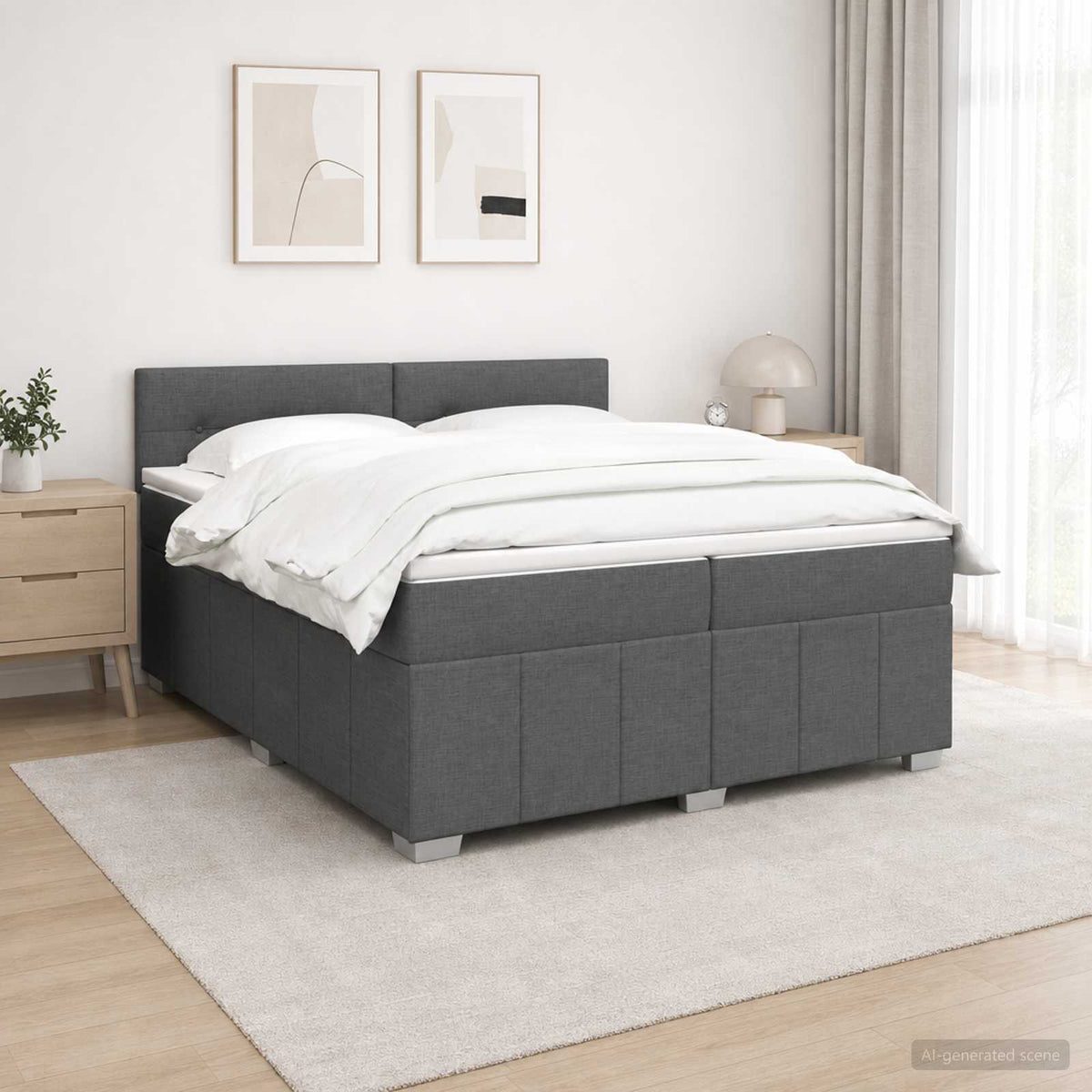 Boxspring krevet s madracem Tamnosiva 200 x 200 cm Tkanina