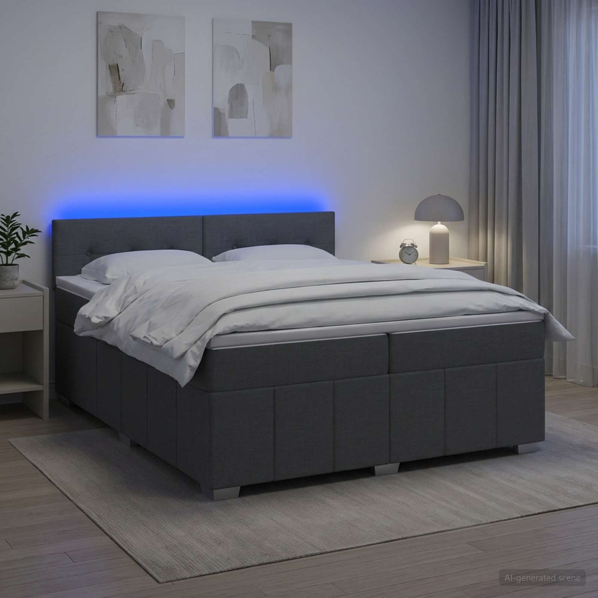 Boxspring krevet s madracem Tamnosiva 200 x 200 cm Tkanina